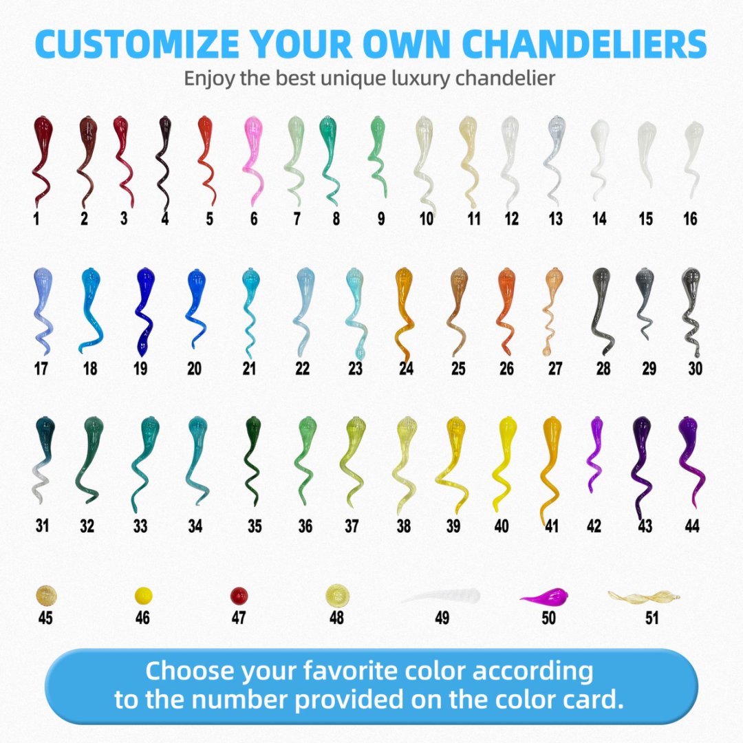 Luxury Blown Glass Chandelier - Elegant Ceiling Light Fixture