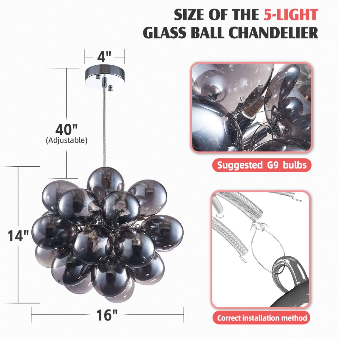 Bubble Glass Chandelier for Living Room - Modern Focal Point