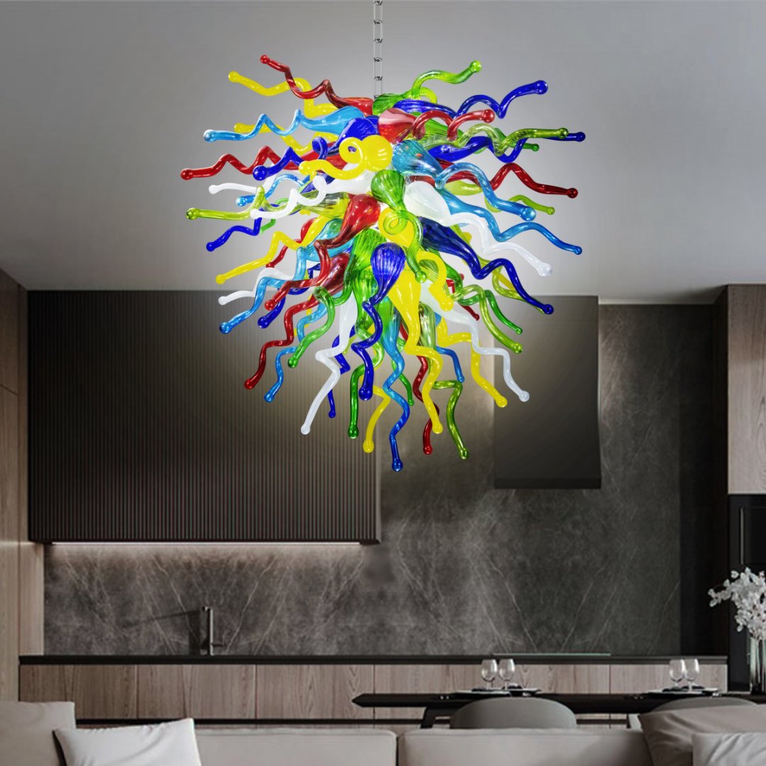 Colored Blown Glass Chandelier – Vibrant Artistic Touch