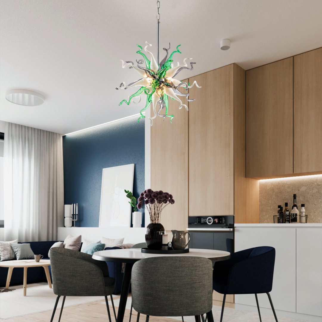 Holiday Blown Glass Chandelier – Festive Sparkle