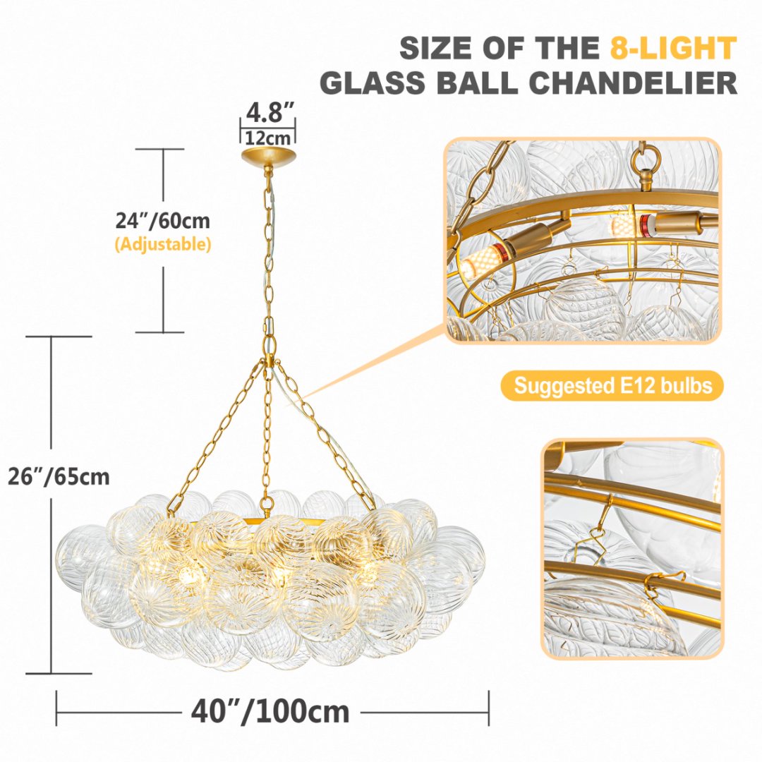 Commercial Bubble Glass Chandelier for Boutique Hotel