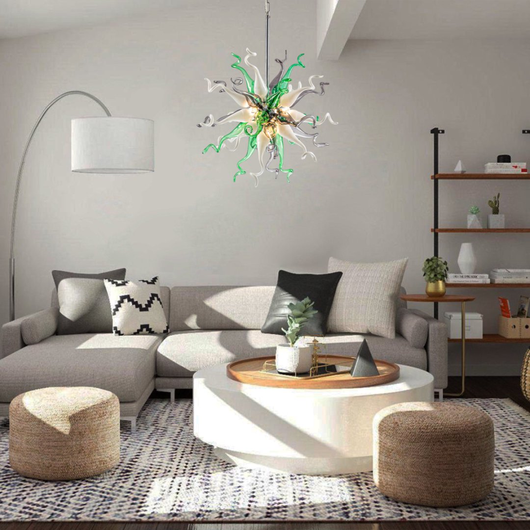 Holiday Blown Glass Chandelier – Festive Sparkle