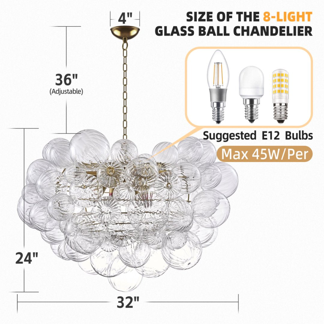 Modern Bubble Glass Chandelier for Contemporary Loft