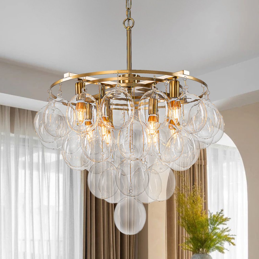 Bubble Glass Chandelier for Staircase - Dramatic Lighting