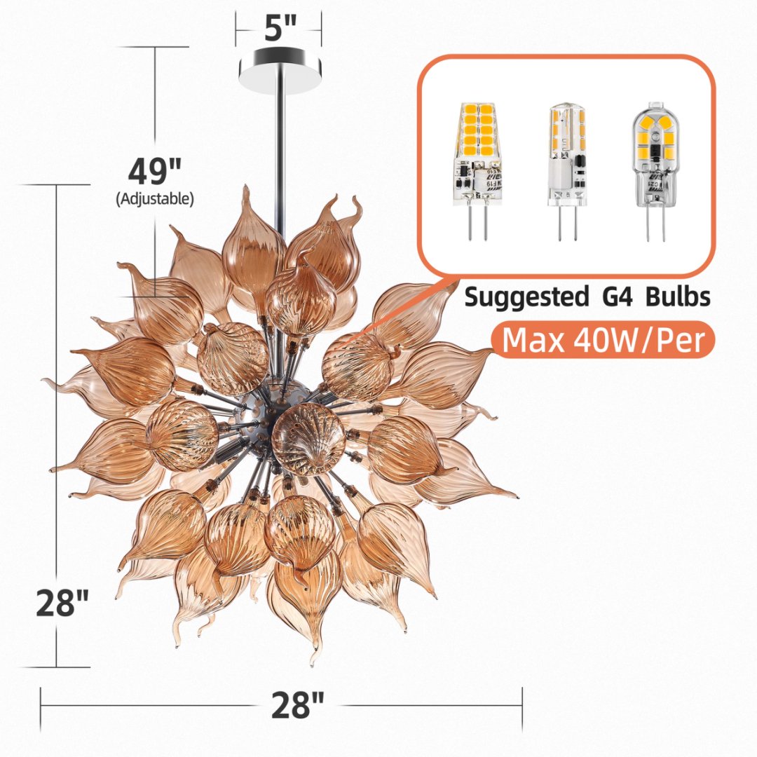 LED Blown Glass Chandelier – Energy Efficient Lighting
