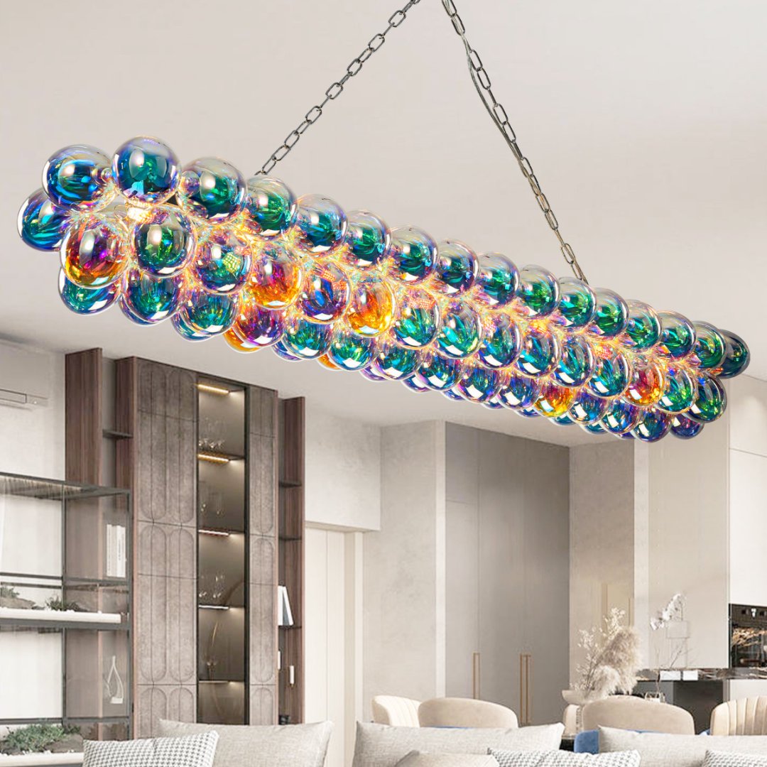 Bubble Glass Chandelier for Dining Room - Elegant Centerpiece