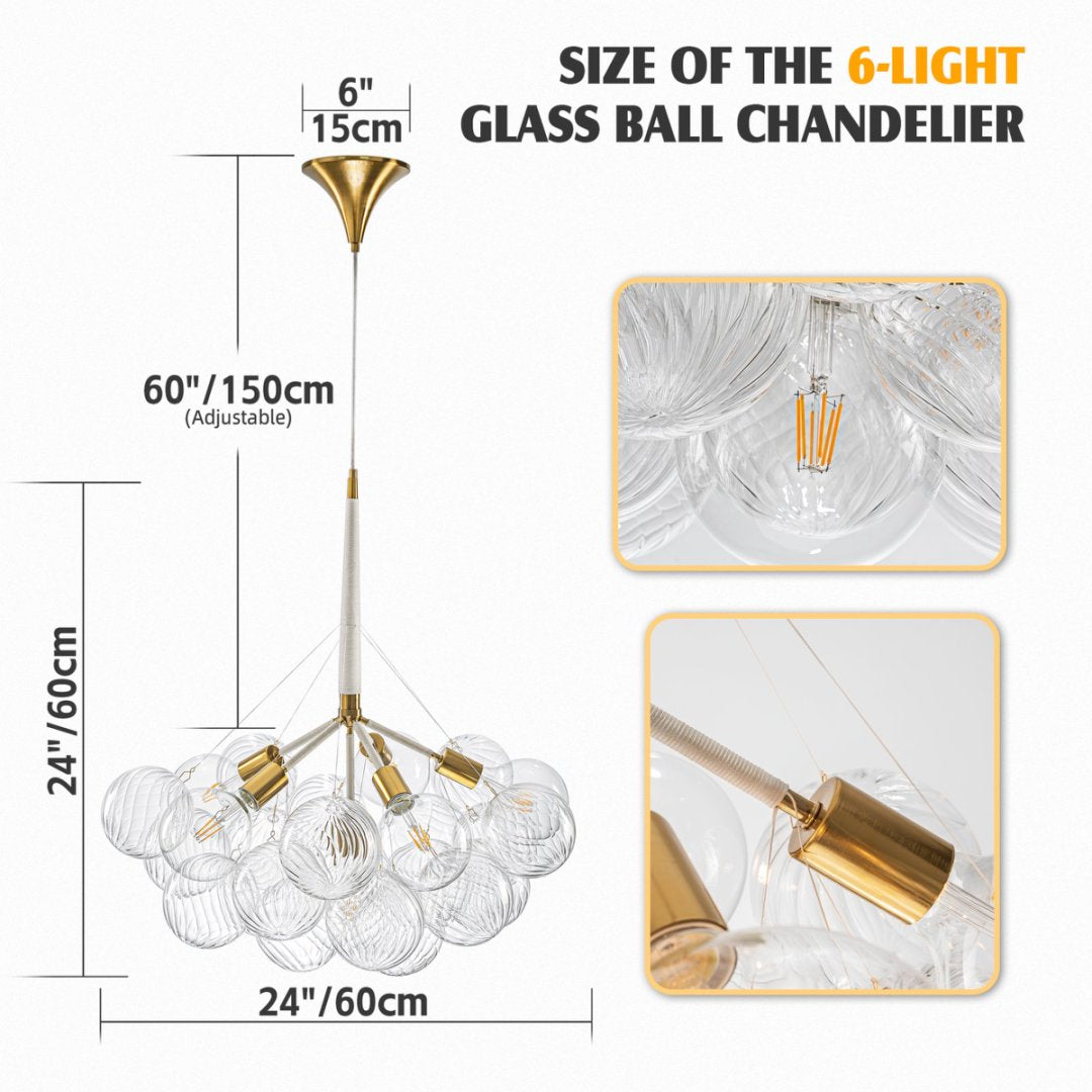 Lightweight Bubble Glass Chandelier for Easy Install
