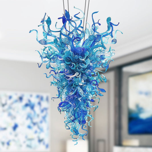 Modern Blown Glass Chandelier – Sleek Home Lighting