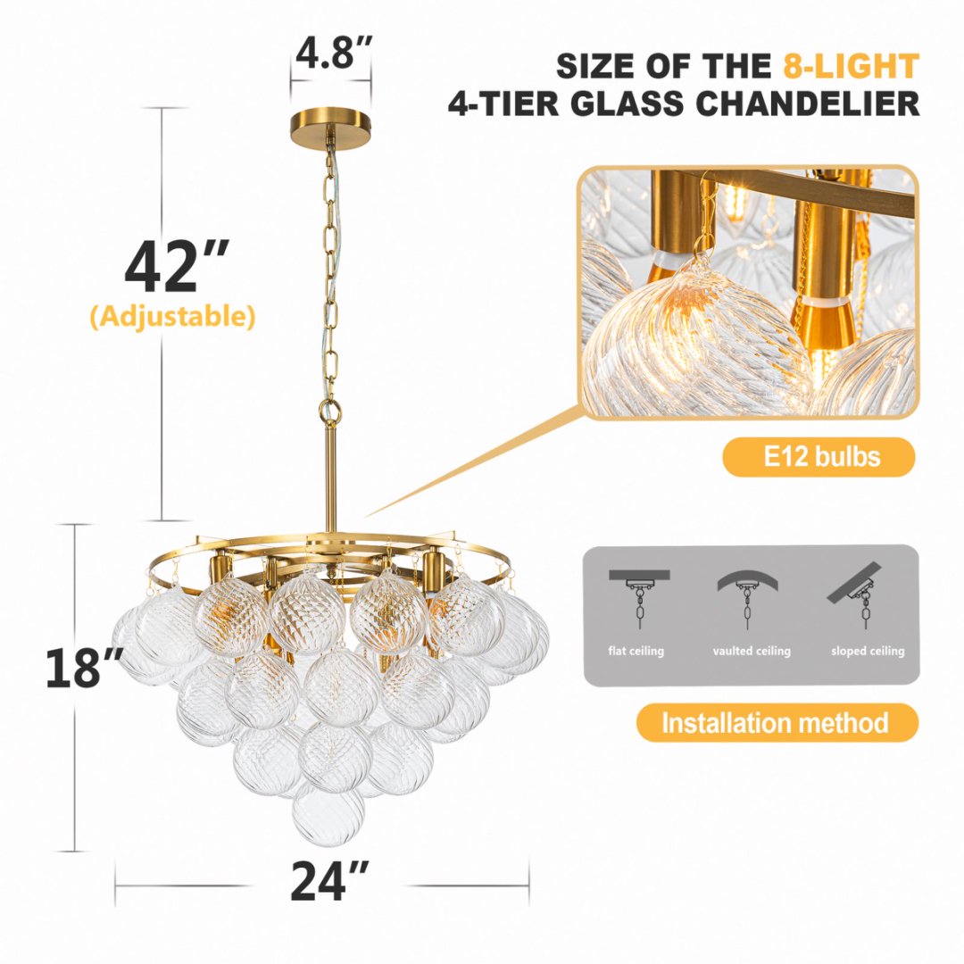 Bubble Glass Chandelier for Bathroom - Spa-Like Luxury