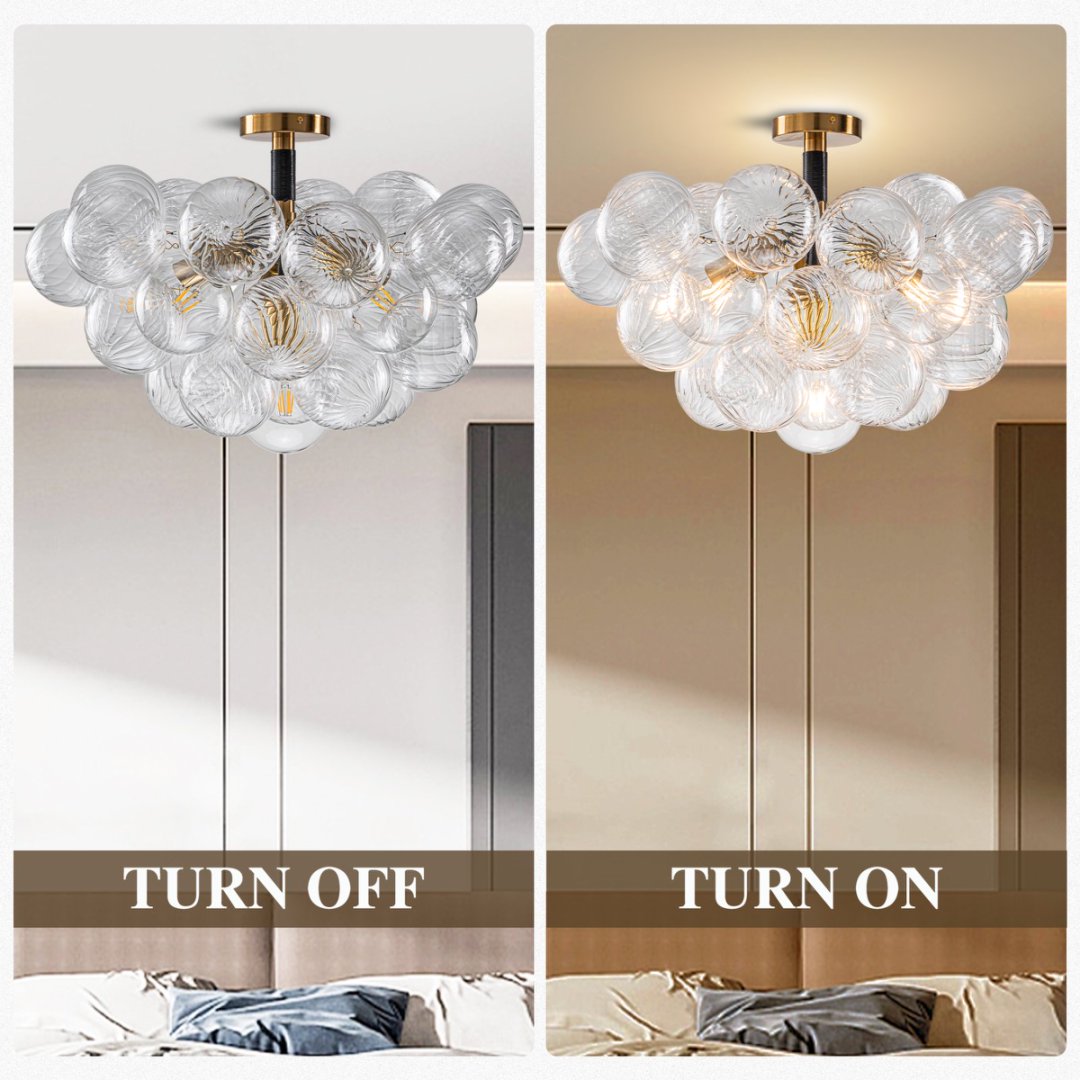 Bubble Glass Chandelier for Master Bedroom - Romantic Glow