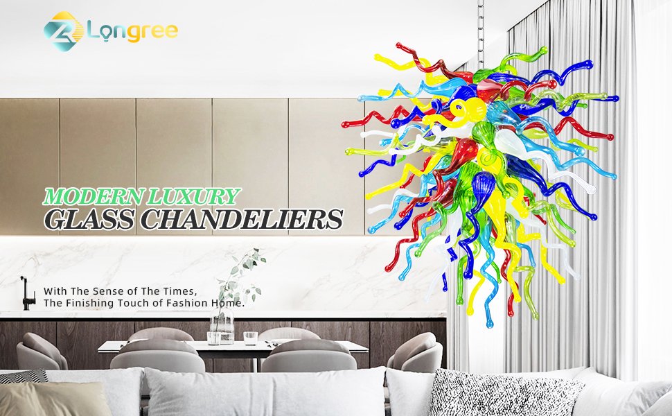 Colored Blown Glass Chandelier – Vibrant Artistic Touch