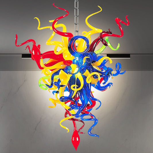 Adjustable Blown Glass Chandelier – Customizable Height
