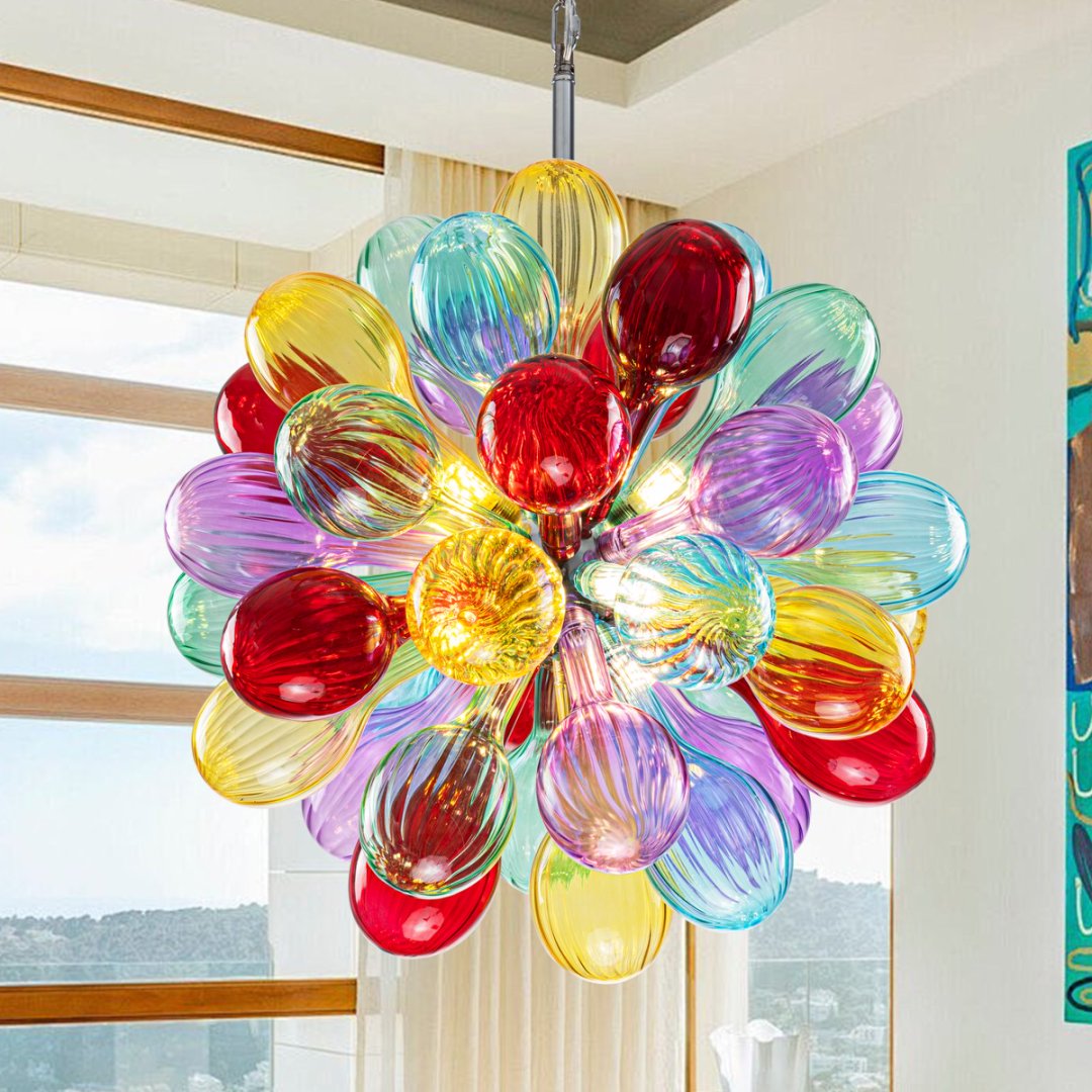 Crystal Bubble Glass Chandelier for Luxury Penthouse