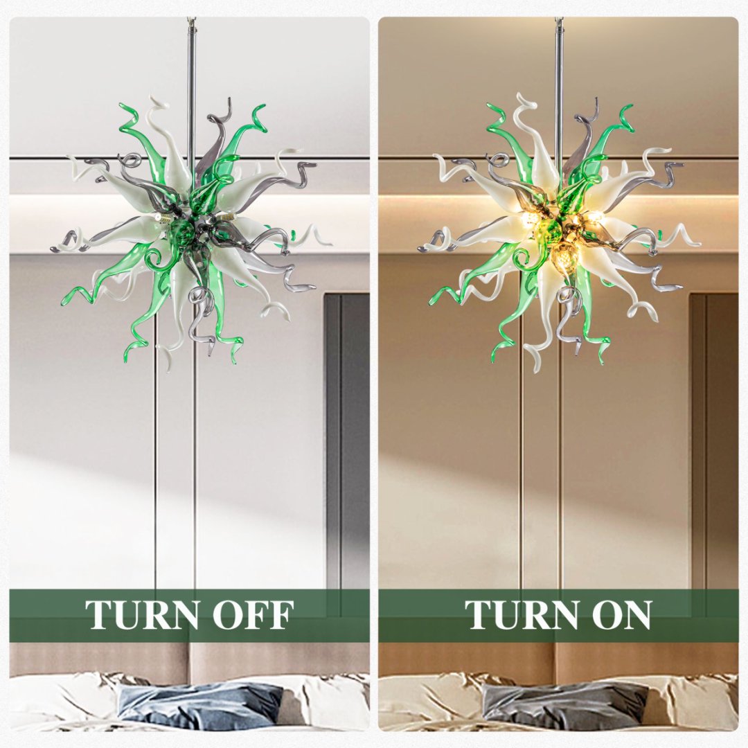 Holiday Blown Glass Chandelier – Festive Sparkle