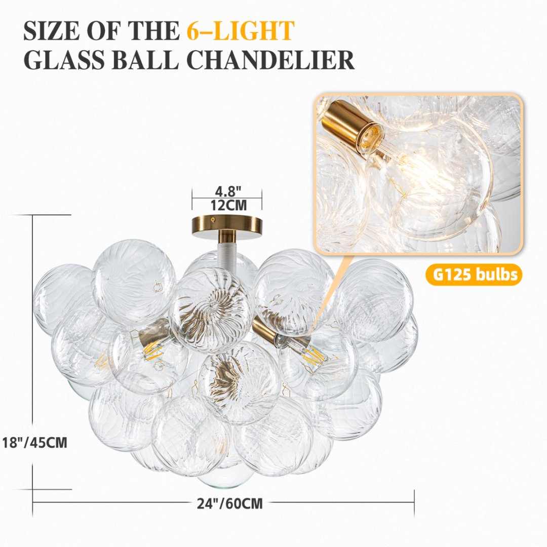Bubble Glass Chandelier for Master Bedroom - Romantic Glow