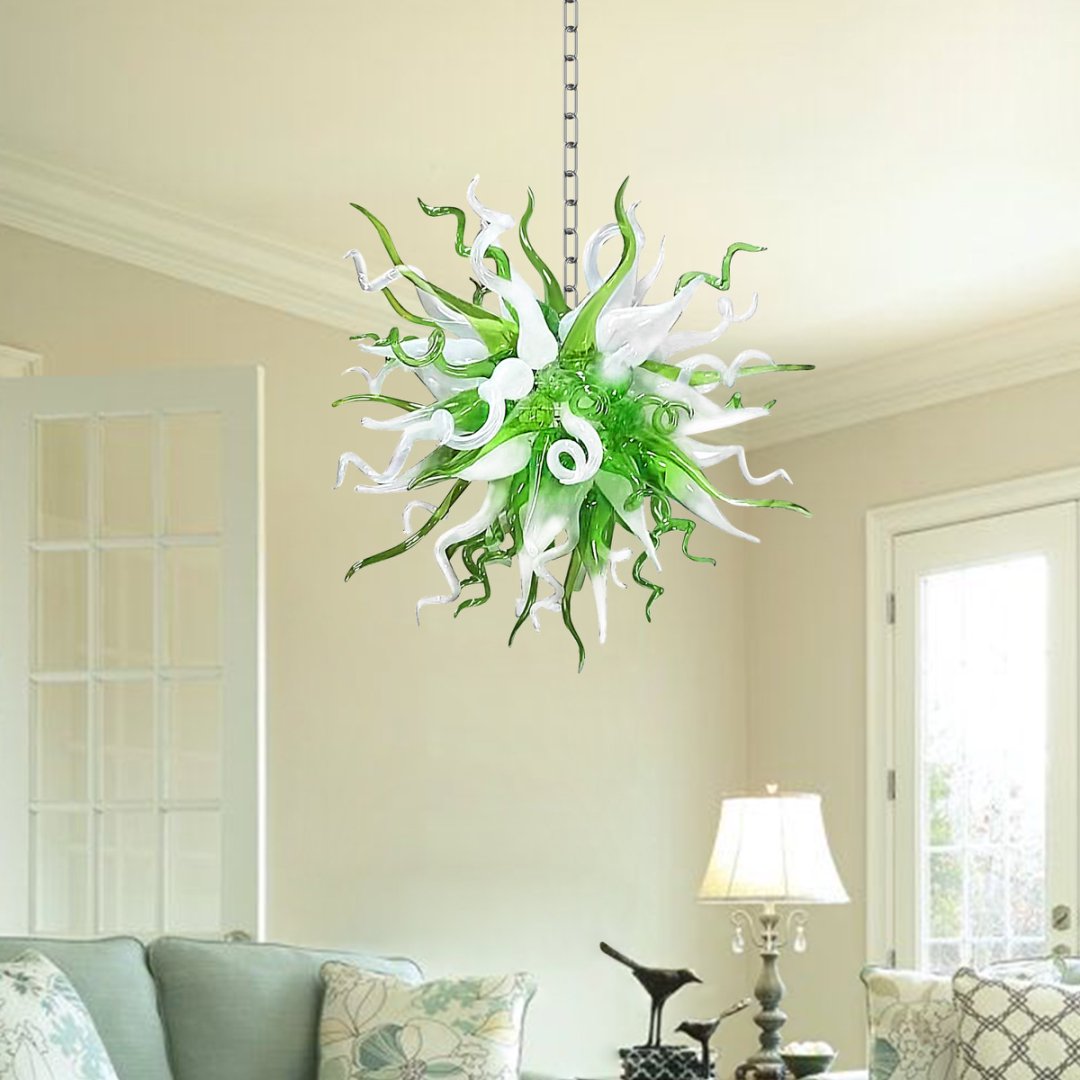 Flush Mount Blown Glass Chandelier – Low Ceiling Friendly