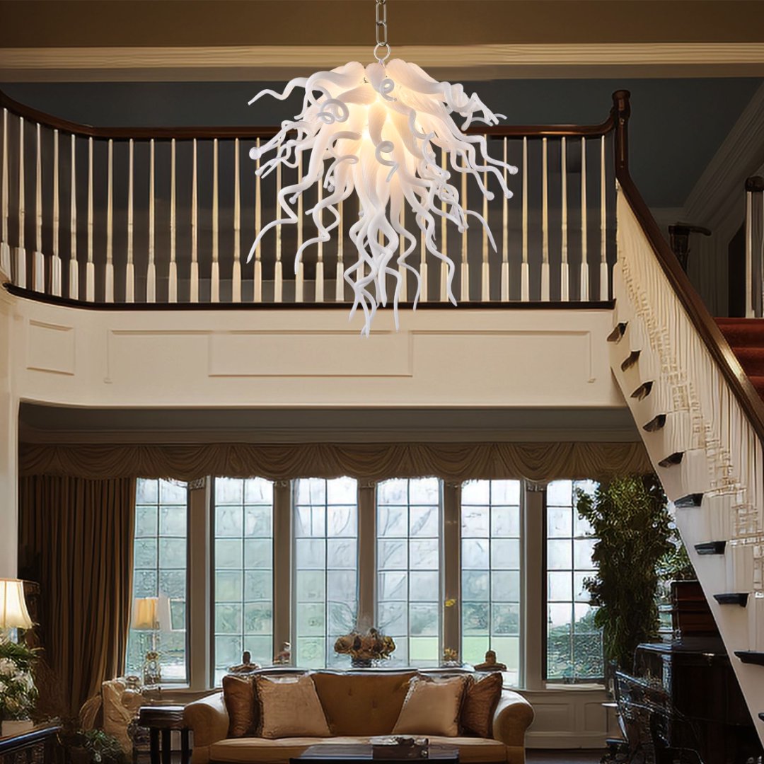 Crystal & Blown Glass Chandelier – Sparkling Elegance