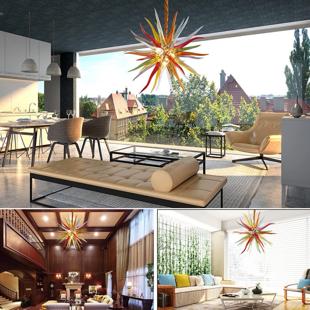 Mid-Century Blown Glass Chandelier – Retro Modern
