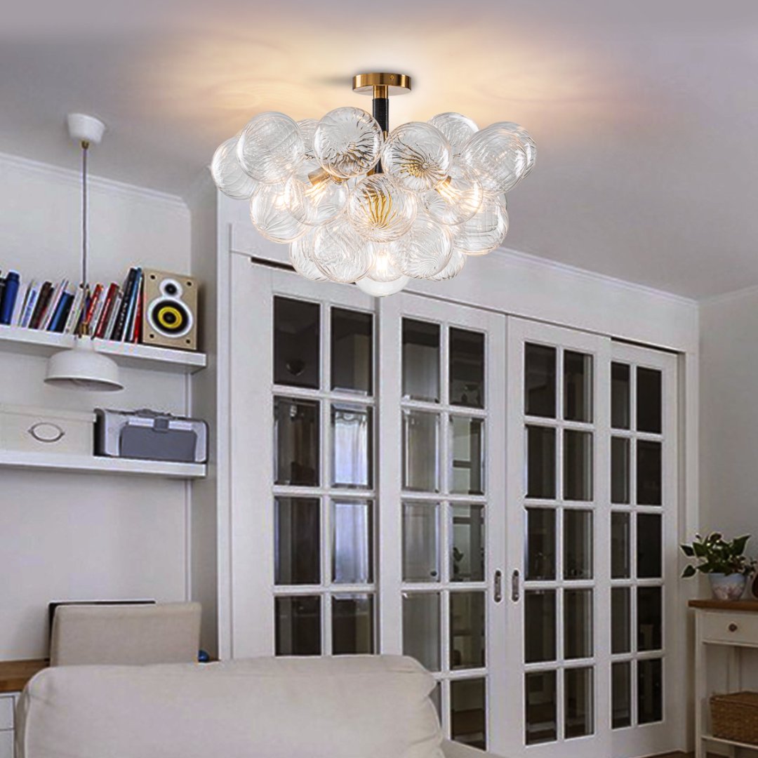 Bubble Glass Chandelier for Master Bedroom - Romantic Glow