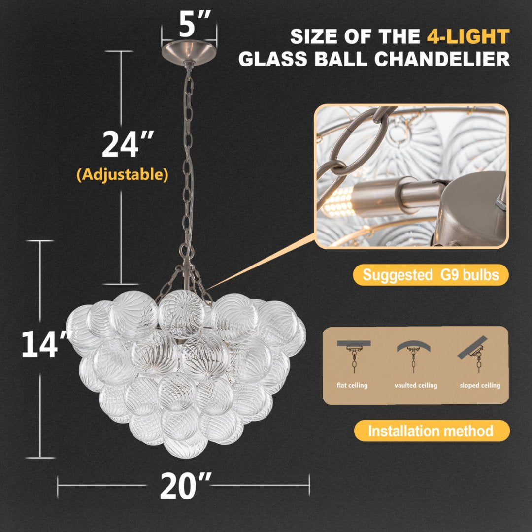 Minimalist Bubble Glass Chandelier for Scandinavian Home