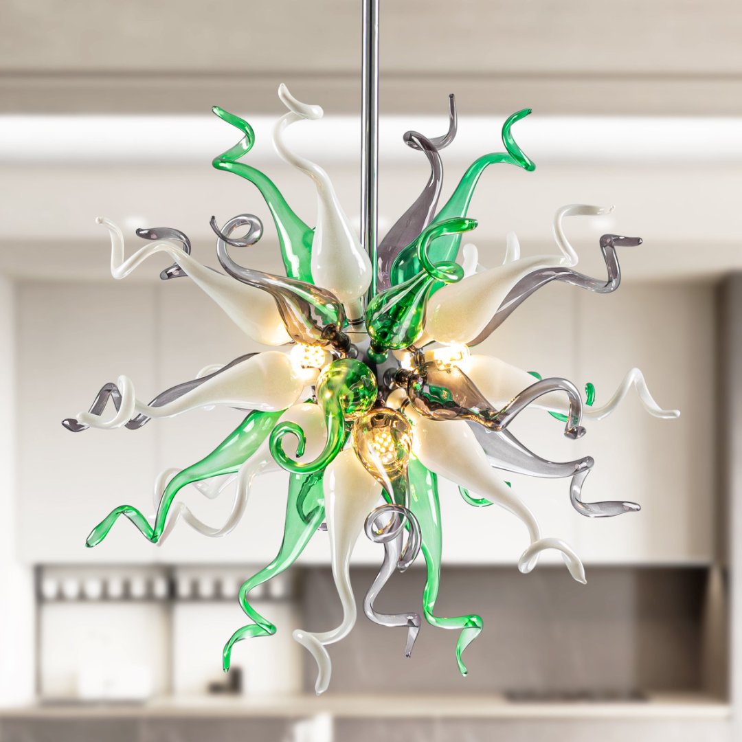 Holiday Blown Glass Chandelier – Festive Sparkle
