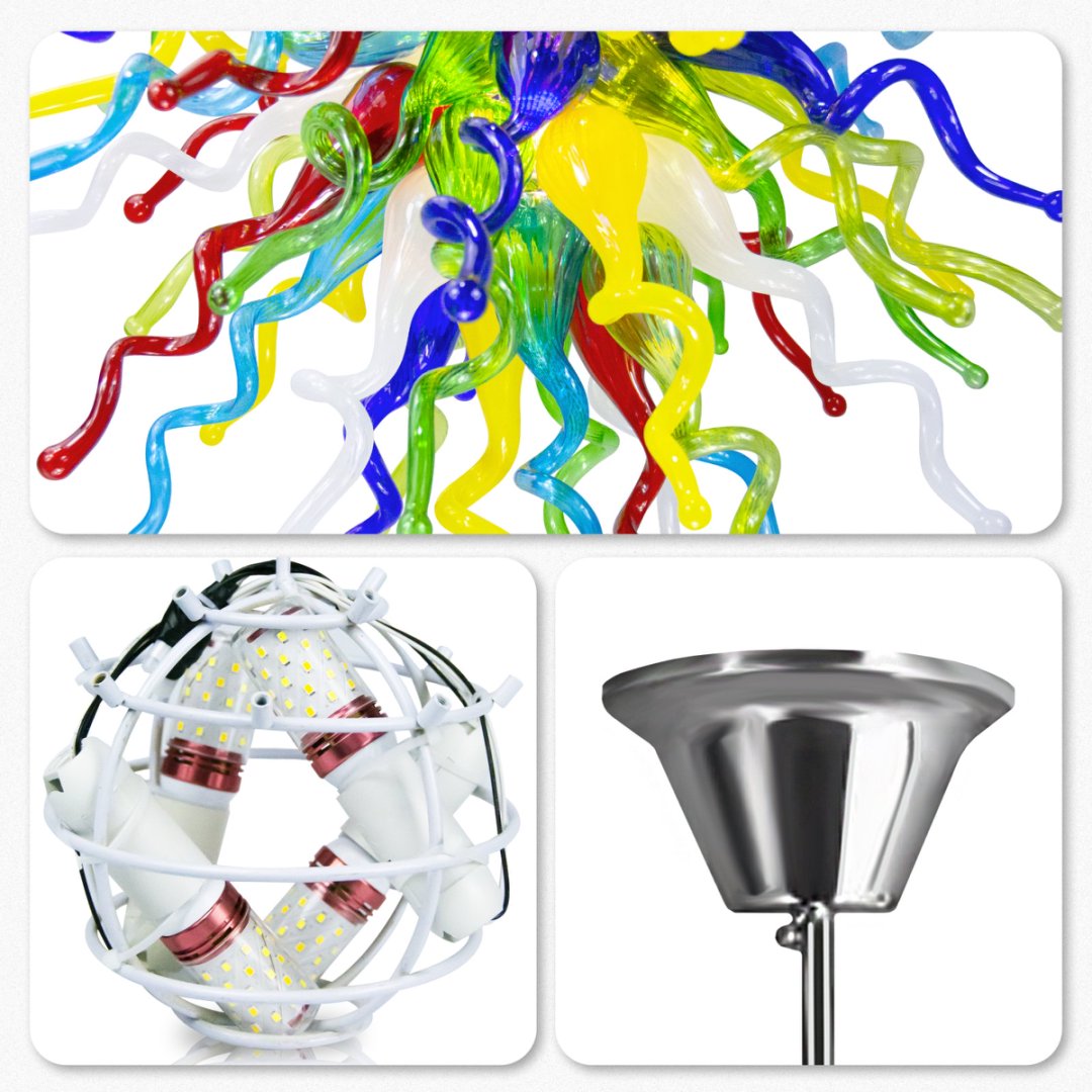 Colored Blown Glass Chandelier – Vibrant Artistic Touch
