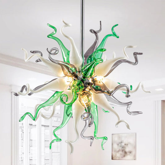 Holiday Blown Glass Chandelier – Festive Sparkle