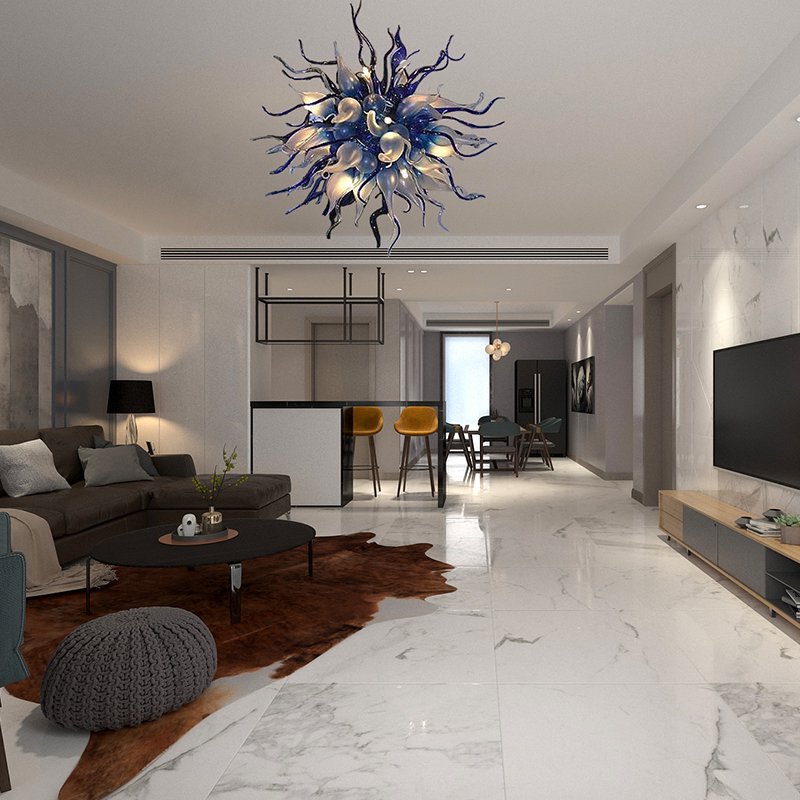 Round Blown Glass Chandelier – Symmetrical Design