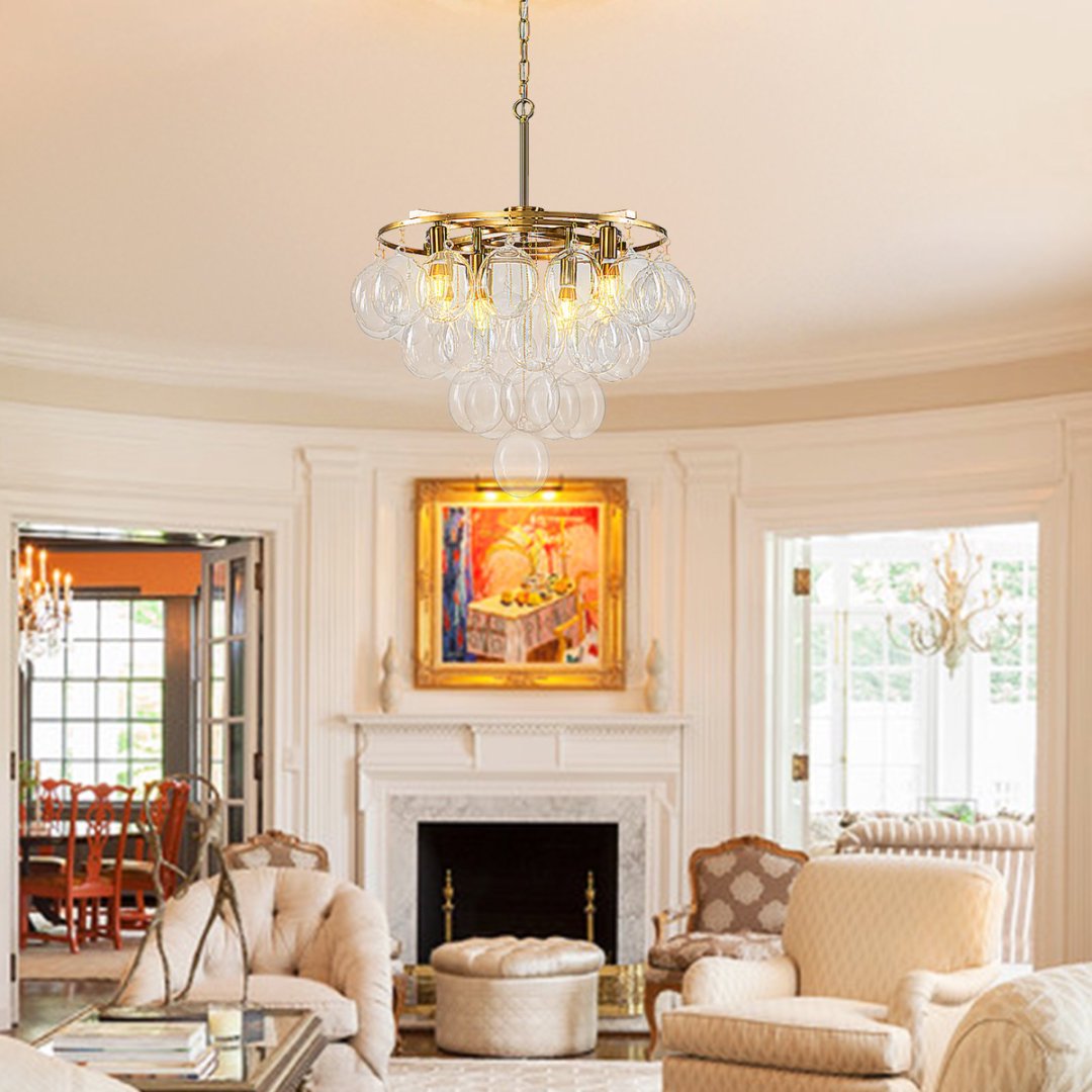 Bubble Glass Chandelier for Staircase - Dramatic Lighting