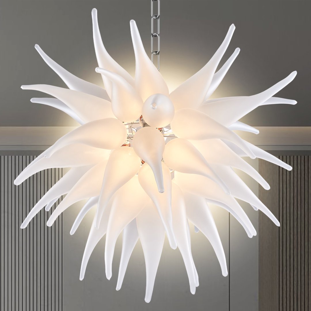 Tiered Blown Glass Chandelier – Layered Illumination