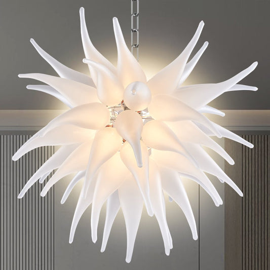 Tiered Blown Glass Chandelier – Layered Illumination