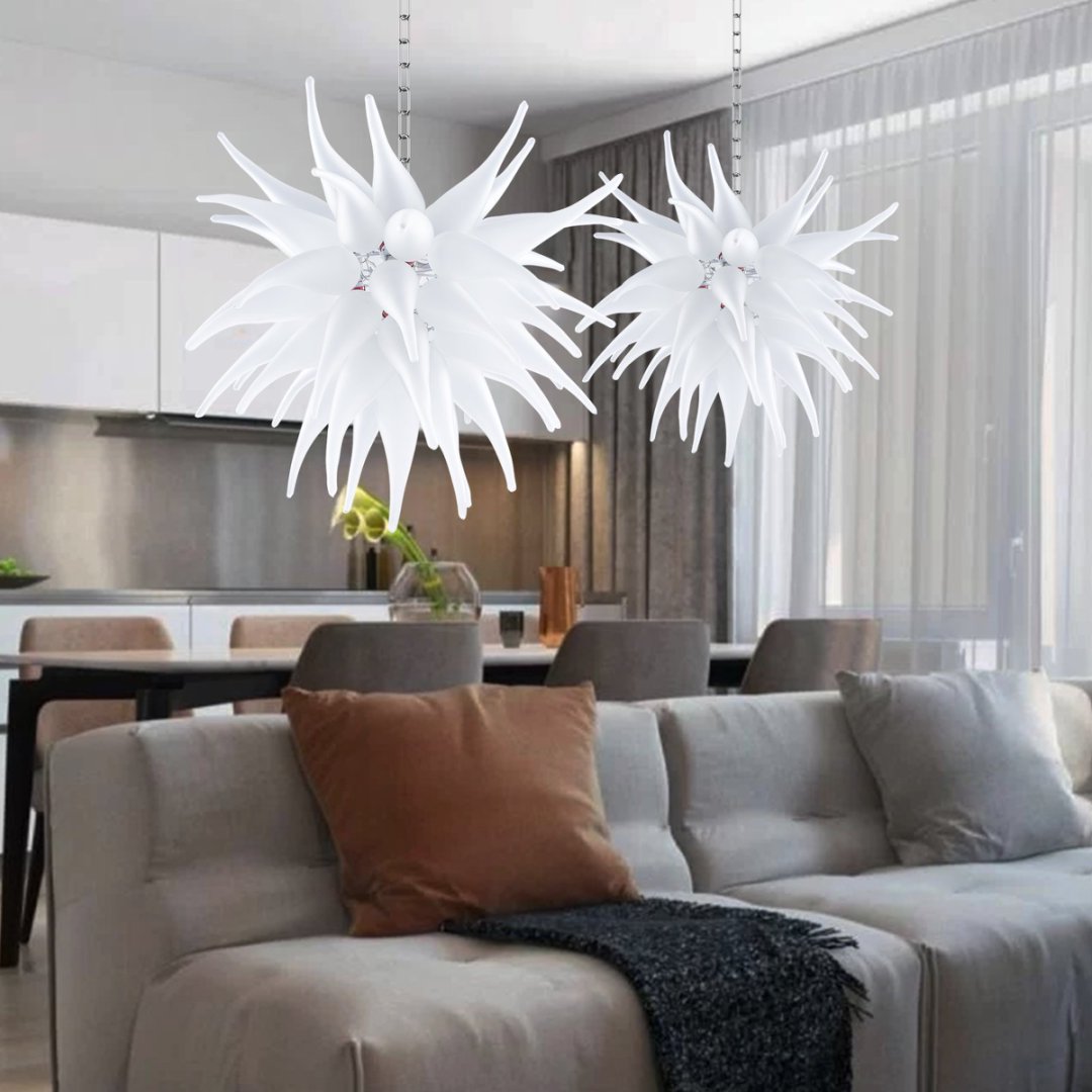 Tiered Blown Glass Chandelier – Layered Illumination