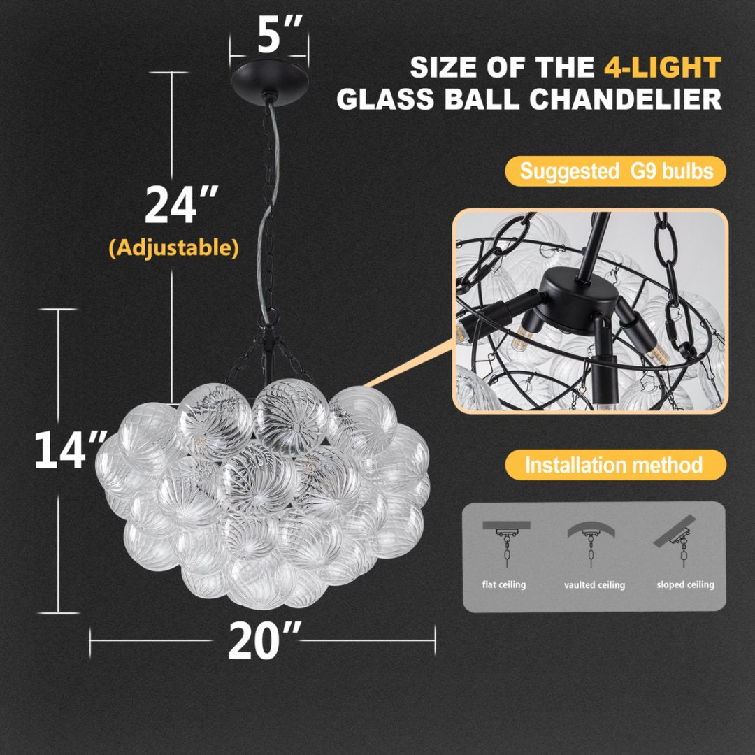Large Bubble Glass Chandelier for High Ceiling Foyer