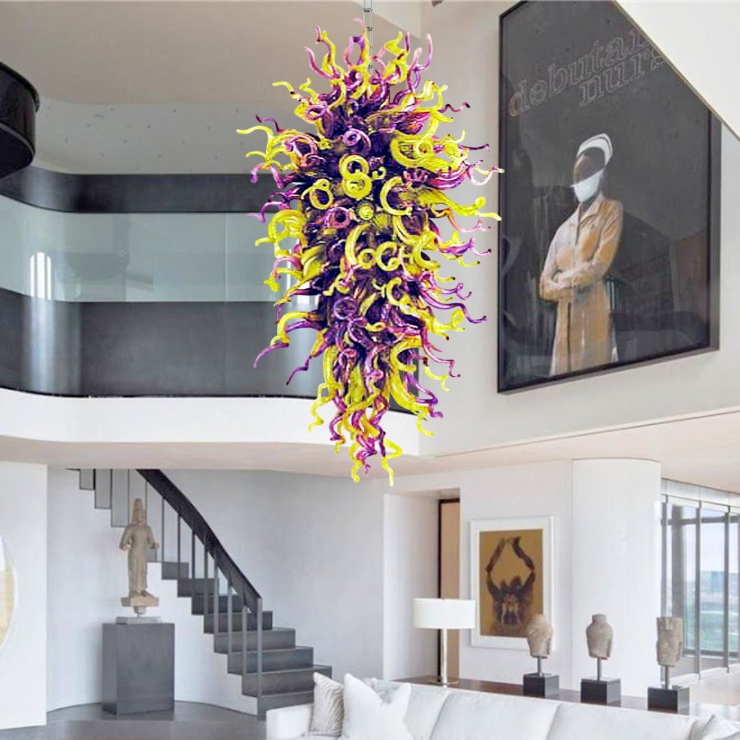 Iridescent Blown Glass Chandelier – Shimmering Effect