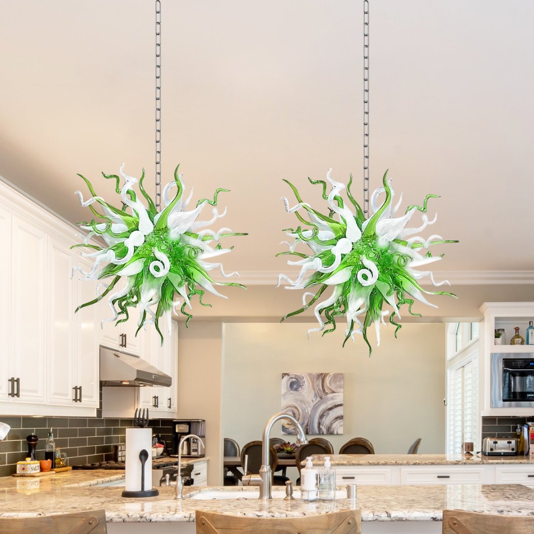 Flush Mount Blown Glass Chandelier – Low Ceiling Friendly