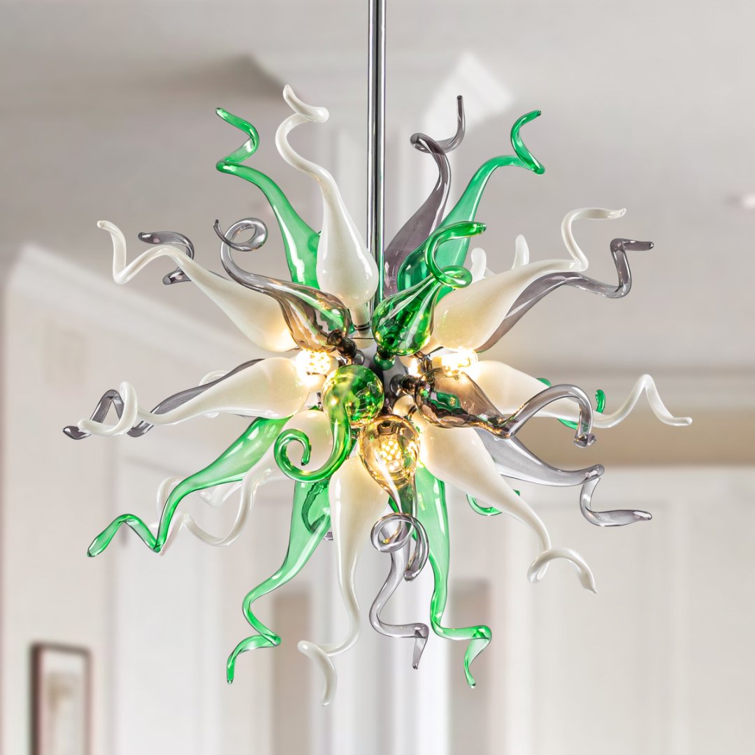 Holiday Blown Glass Chandelier – Festive Sparkle