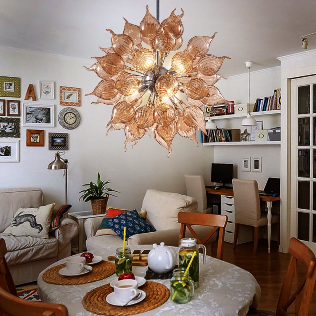 LED Blown Glass Chandelier – Energy Efficient Lighting