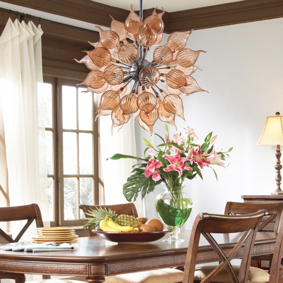 LED Blown Glass Chandelier – Energy Efficient Lighting