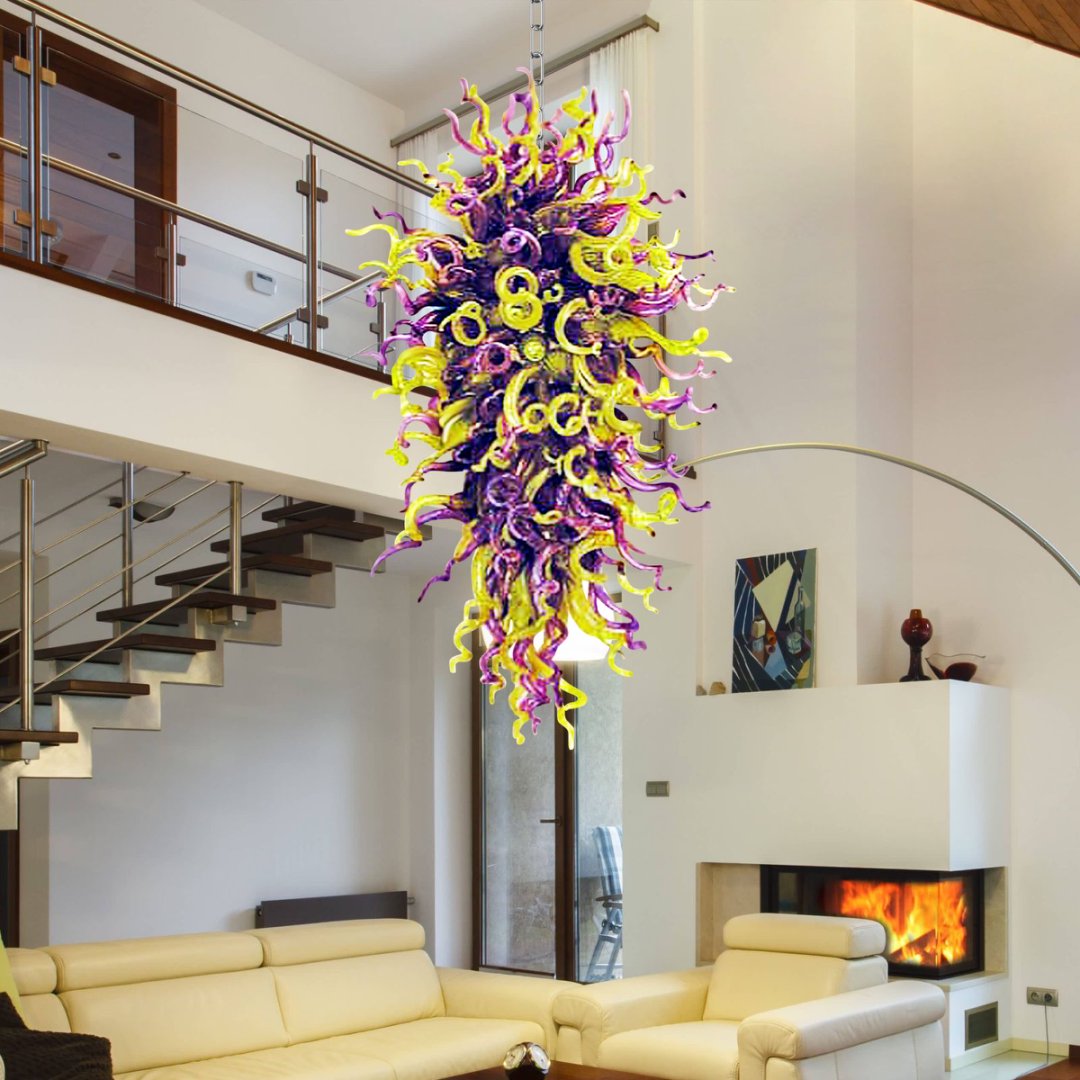 Iridescent Blown Glass Chandelier – Shimmering Effect