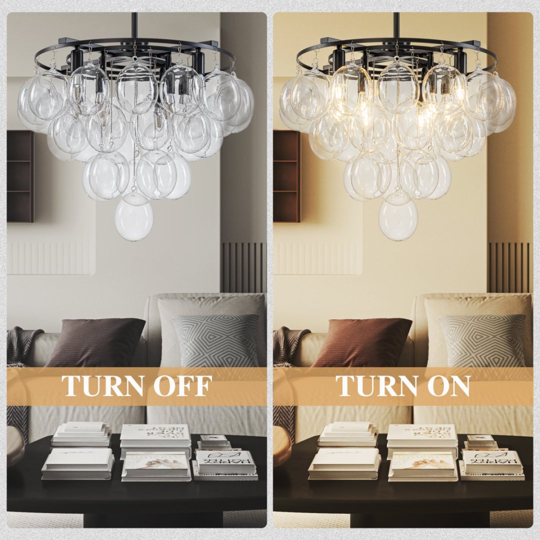Bubble Glass Chandelier for Staircase - Dramatic Lighting