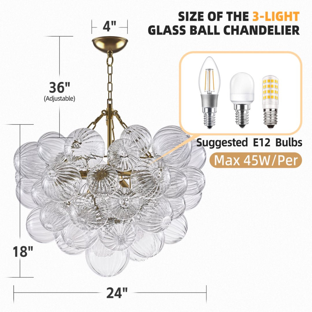 Modern Bubble Glass Chandelier for Contemporary Loft