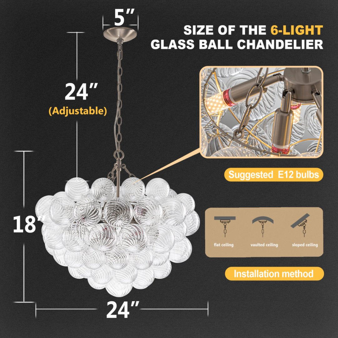 Minimalist Bubble Glass Chandelier for Scandinavian Home