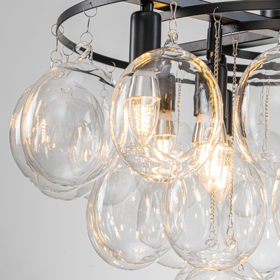 Bubble Glass Chandelier for Staircase - Dramatic Lighting