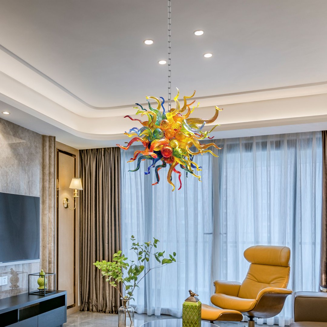 Gold Blown Glass Chandelier – Luxurious & Glamorous