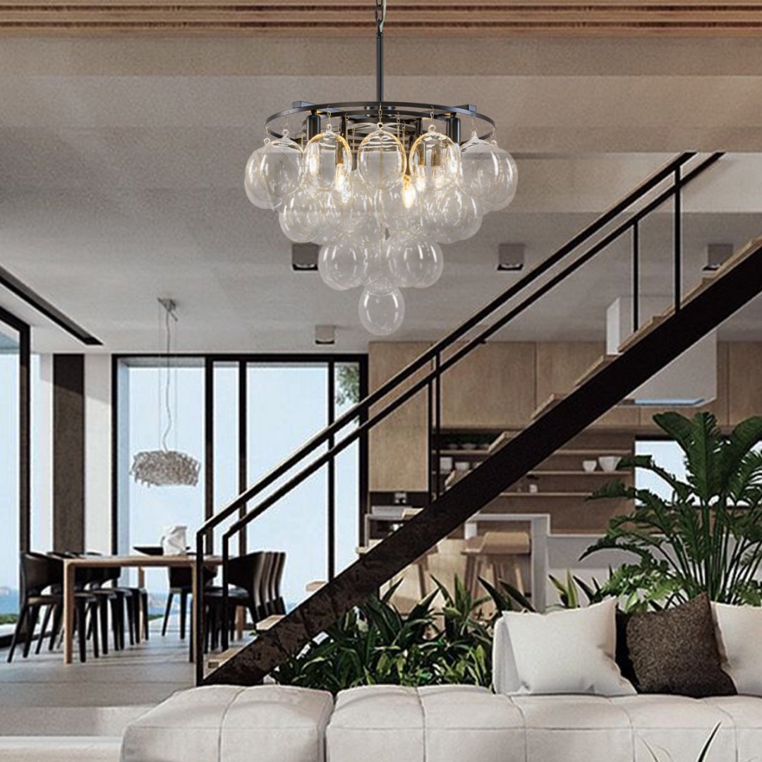 Bubble Glass Chandelier for Staircase - Dramatic Lighting