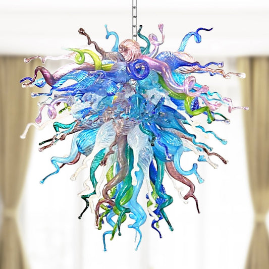 Large Blown Glass Chandelier – Statement Piece for Dining Room