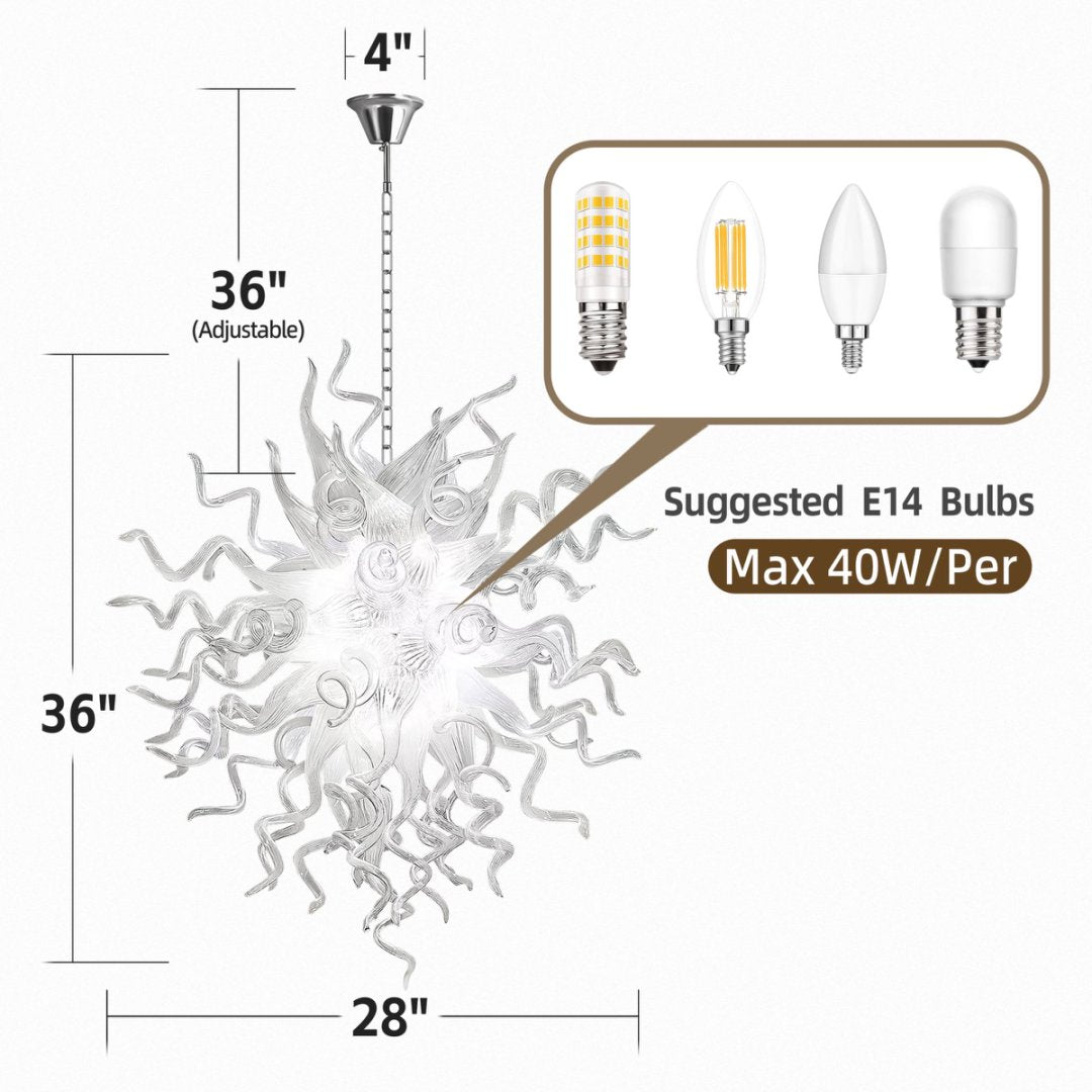 Frosted Blown Glass Chandelier – Soft Diffused Light