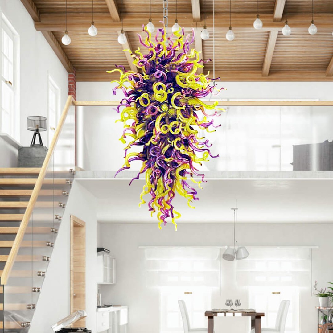 Iridescent Blown Glass Chandelier – Shimmering Effect