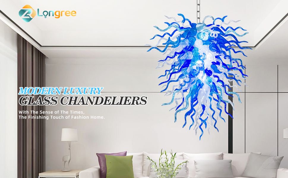 Luxury Blown Glass Chandelier - Elegant Ceiling Light Fixture