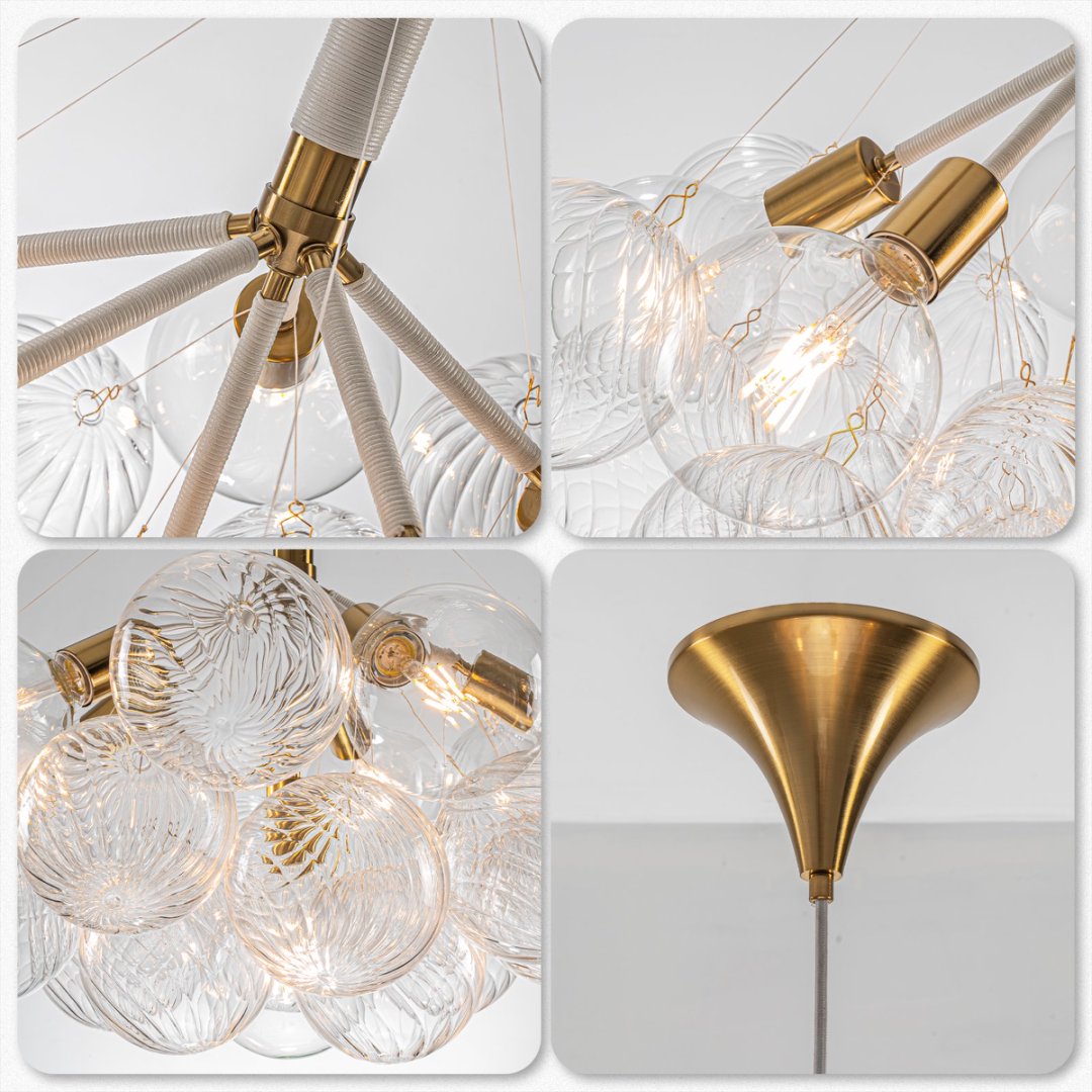 Lightweight Bubble Glass Chandelier for Easy Install
